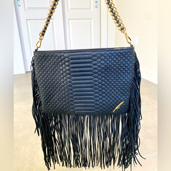 Brian Atwood Black Shoulder Bag - Picture 1 of 4